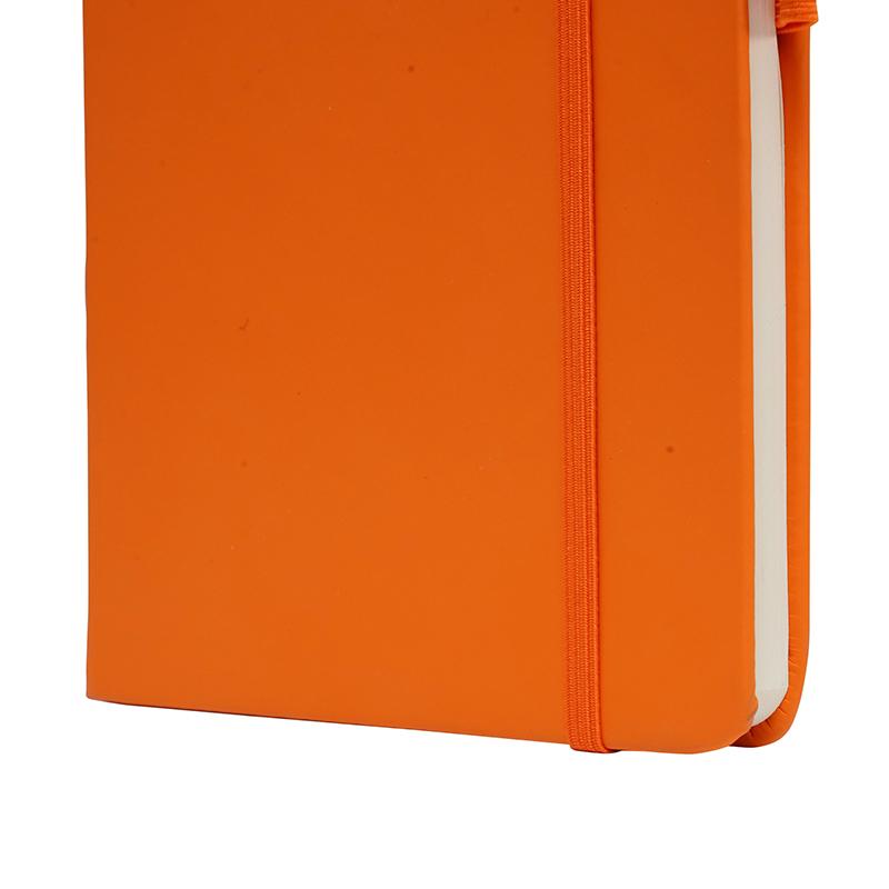 Custom Orange - Pu Leather Note Book With Elastic Band & Pen Holder